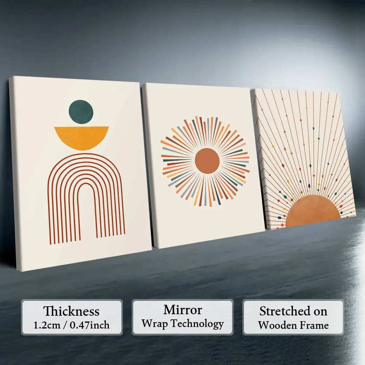 3-count wooden frame canvas, geometric pattern design abstract three-panel decorative poster, office poster, home decoration, Modern home decor, family poster, modern wall art, Aesthetic Wall Decor, Wall decor pictures, Artwork For Walls