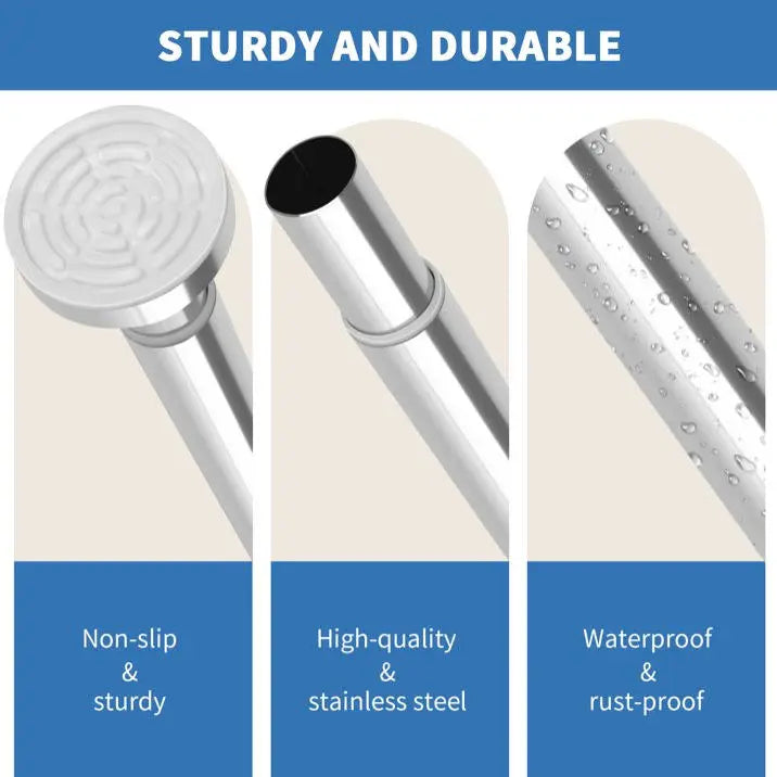 Shower Curtain Rod with 2 Hooks, Adjustable 31-80 inch Spring Tension Stainless Steel Telescoping Rod No Drill for Bathroom