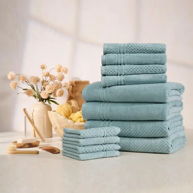Home Reflections 100% Cotton Solid & Texture 12-pc Towel Set