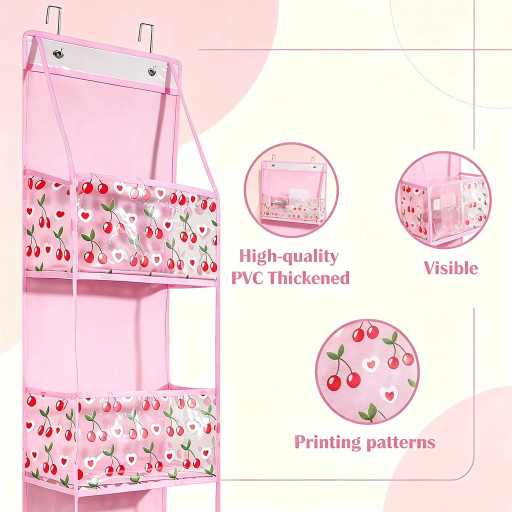 1 Pack Over Door Organizer with 4 Large Pockets Hanging Storage Organizer Hangable with Clear Window Kids Toys, Shoes, Diapers