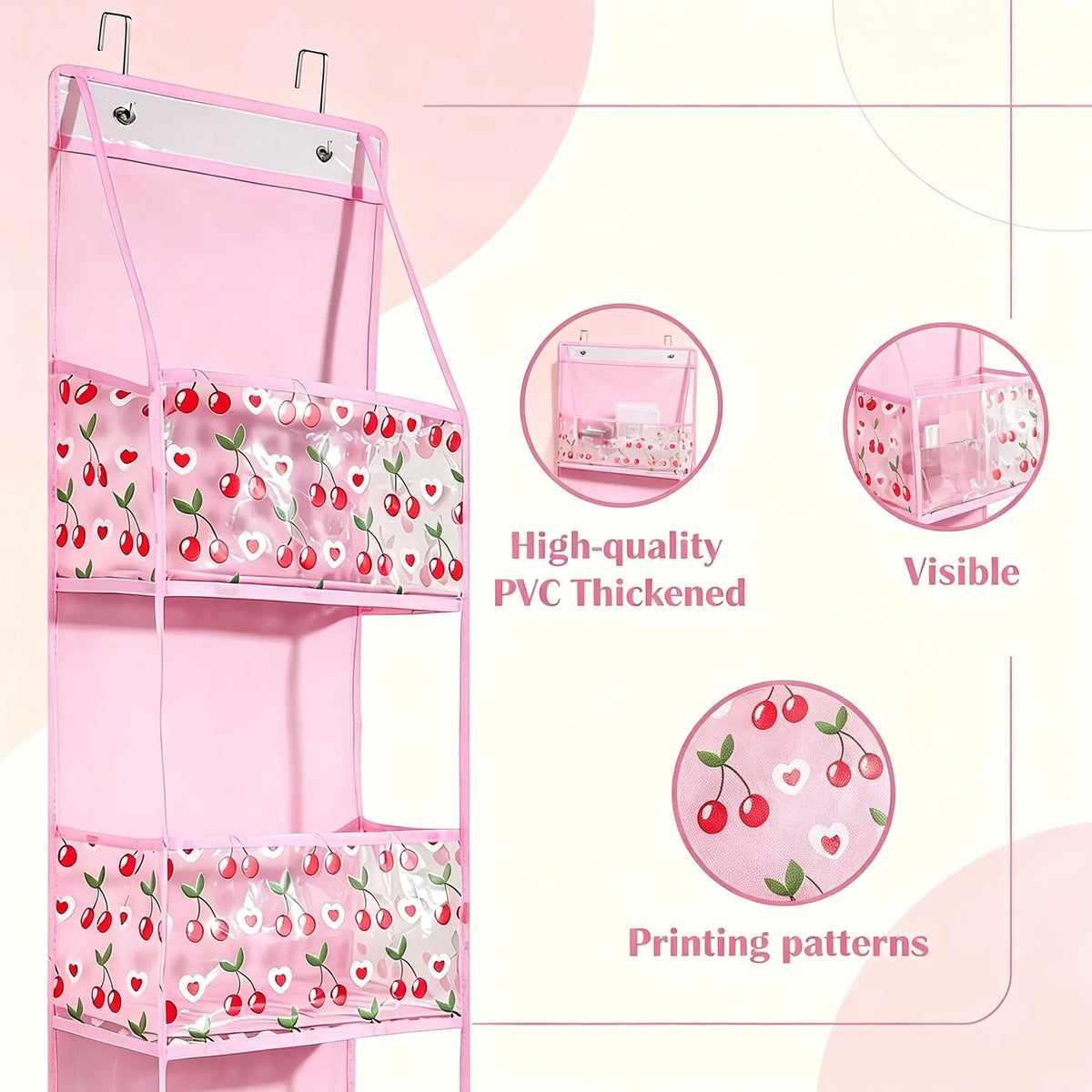1 Pack Over Door Organizer with 4 Large Pockets Hanging Storage Organizer Hangable with Clear Window Kids Toys, Shoes, Diapers