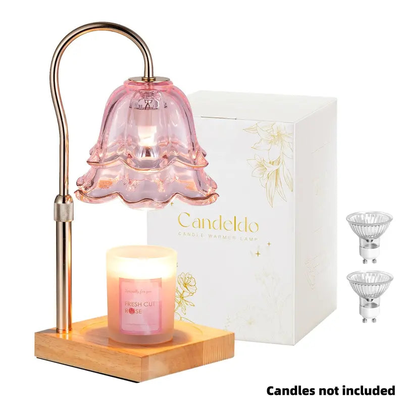 Candle Warmer Lamp, Lily of the Valley Flower Lamp, Height Adjustable with Timer, 2 Bulbs Included, Flameless Fragrance Lamp for Home Bedroom Decor, Ideal Gift for Mom Birthday