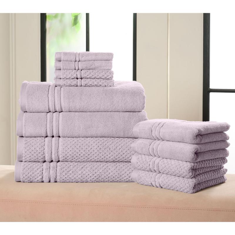 Home Reflections 100% Cotton Solid & Texture 12-pc Towel Set