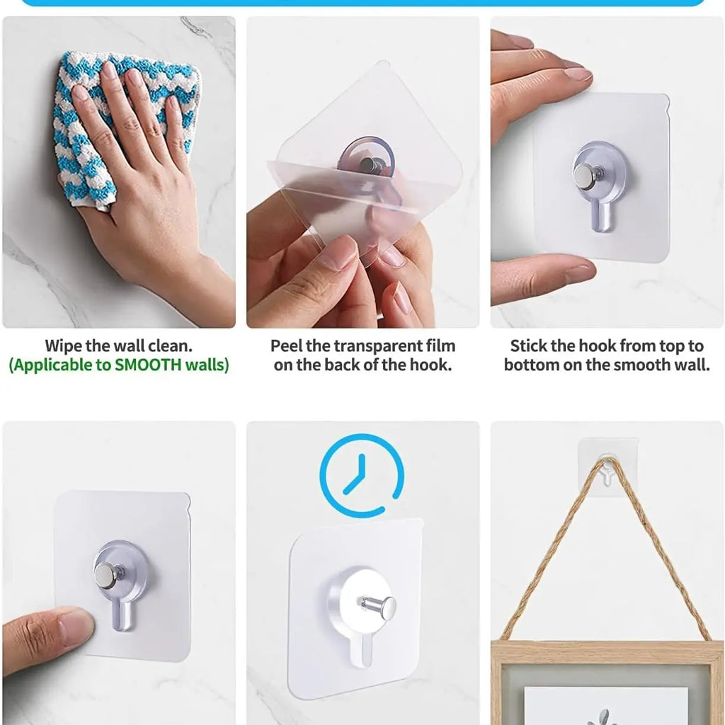 30pcs Strong Self-Adhesive Wall Hooks, No-Drill Modern Waterproof Plastic Hooks for Kitchens and Bathrooms, Suitable for Paintings, Photo Frames and Posters, Easy Non-Damage Installation, Picture Hooks for Hanging