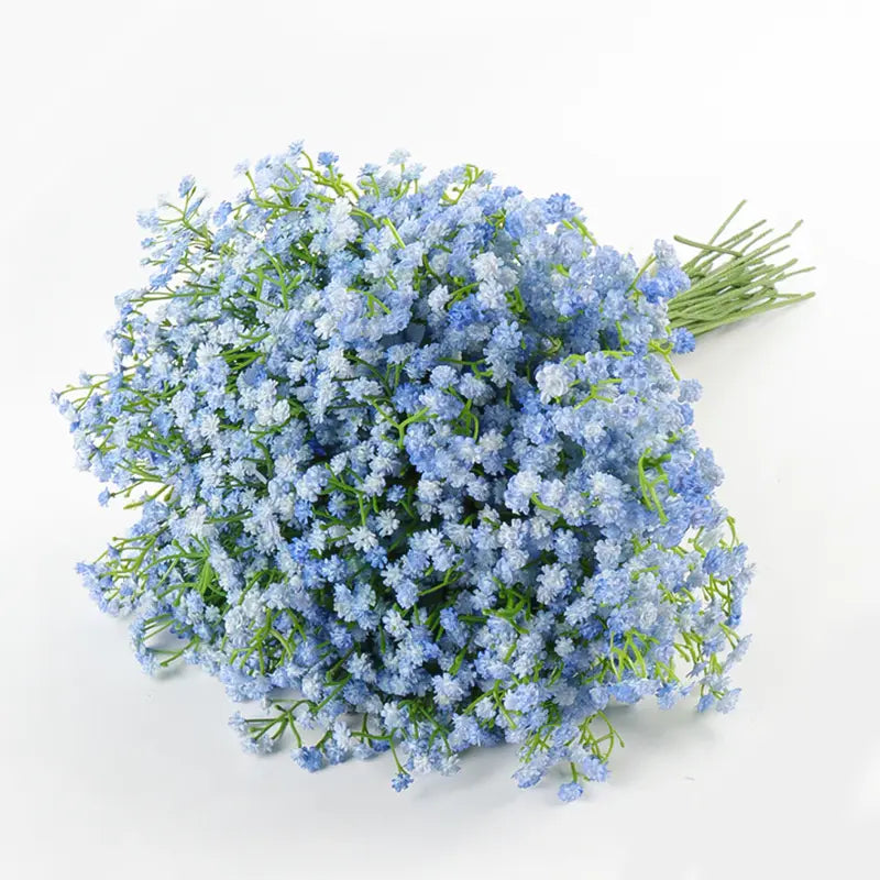 DEEMEI White Artificial Gypsophila Flower Bouquet with Faux Initial - Elegant Flower Bouquet Decorations for Wedding & Home Decor, Babys Breath