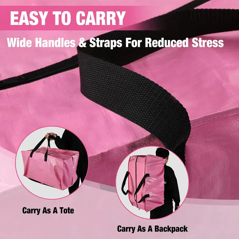 6 Pack Extra Large Moving Bags with Zippers & Carrying Handles Backpack Straps, Heavy-Duty Storage Tote for Space Saving Moving Storage