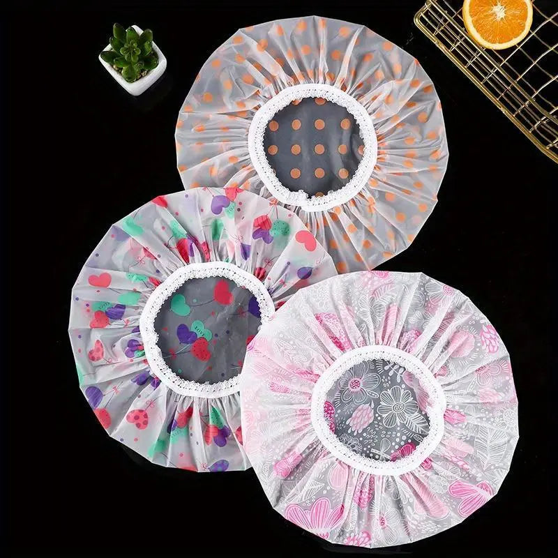 4-Count Waterproof Shower Cap Set, Reusable Shower Cap, Thickened Shower Caps, Plastic Shower Caps, Spa & Hair Salon Grade, Oil-Proof for Kitchen Use, Bathroom Accessories