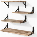 HAUSPET Set of 4 Rustic Wood Floating Shelves, Wall-Mounted Decorative Shelves with 40 lb/18kg Capacity - Room Accessories for Bedroom, Living Room Decor & Wall-Mounted Storage Solutions