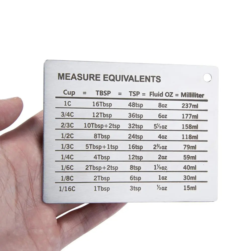 1-Piece Stainless Steel Refrigerator Magnet with Baking Unit Conversion Chart, Kitchen Baking Utensil and Home Decoration, Refrigerator Decorating Magnet, High-End Fridge Magnet, Decorative Fridge Magnets, Magnets for fridge
