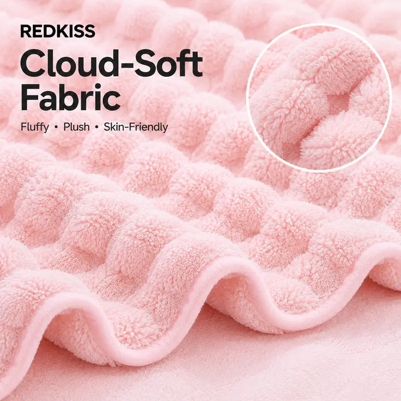 REDKISS 4-Pack 180g Microfiber Body Towels - Extra Large, Luxury Plush Waffle, Quick Drying Absorbent Multifunctional, Cold Wash Compatible for Bathroom, Spa