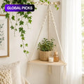 Wooden Wall-Mounted Space Saving Design Hanging Rack, 1 Count Boho Triangle Corner Wall Shelf, Home Decor for Bedroom, Living Room or Study, Shelfs For Wall #GLOBAL PICKS