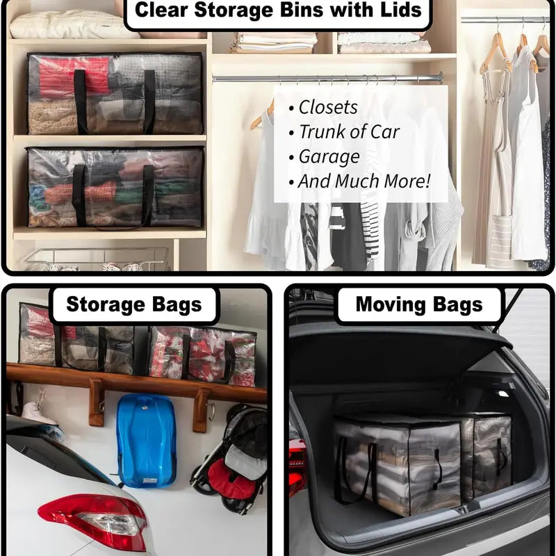 6 Pack Extra Large Moving Bags or Storage Bags Large Moving Heavy Duty Packing Bags with Zippers and Handles