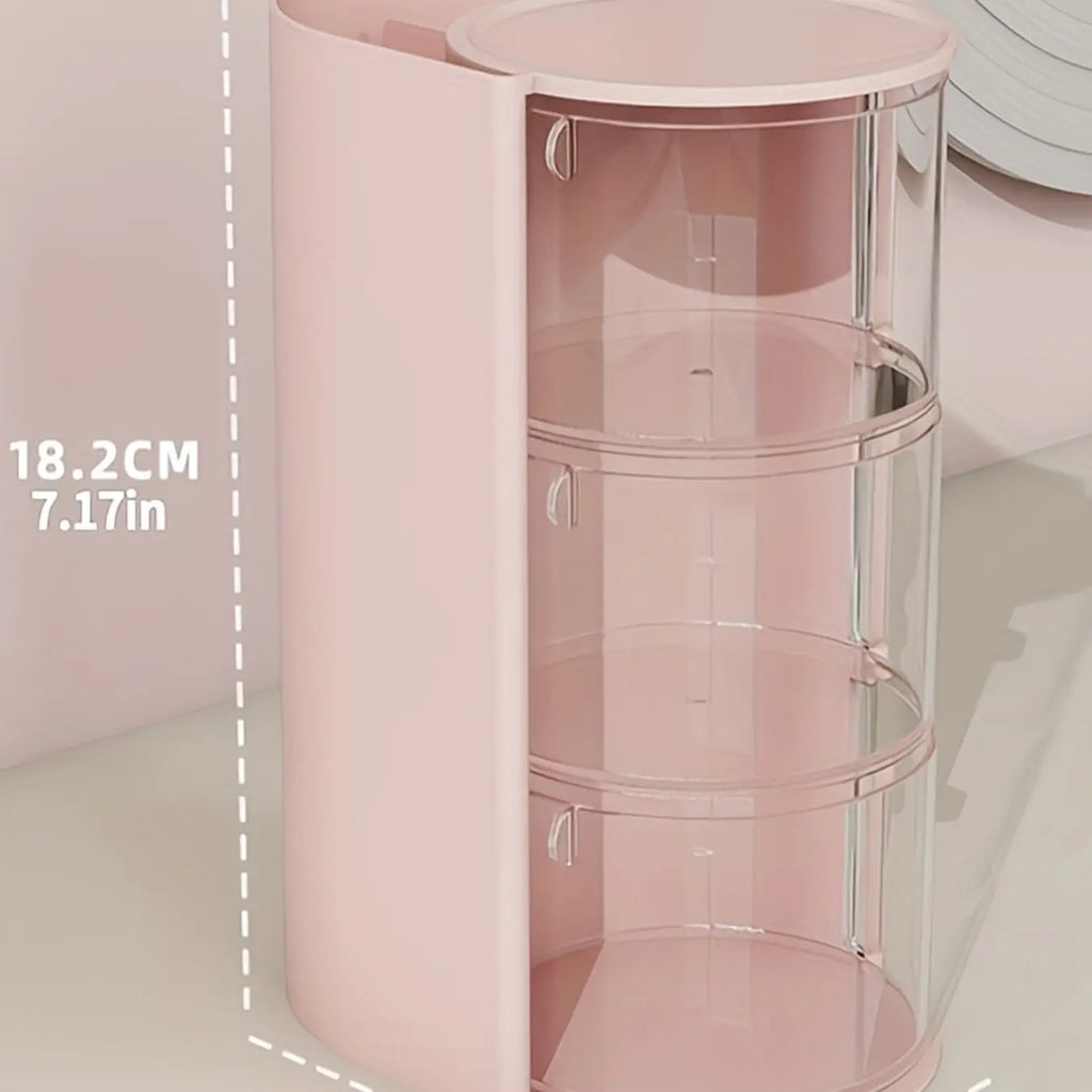 Rotating Multi-Layer Transparent Hair Accessory Storage Box, Dustproof Plastic Organizer, Desktop Cosmetic Holder, Makeup Organizer Box for Gifts, Clear Storage