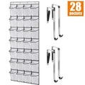 LMMAKE 1PC Over The Door Closet Shoe Organizer - 28-Pocket, 4 Metal Hooks, Adjustable Hangable Racks, Easy Installation, Holds Shoes, Beauty Products & Accessories, Space-Saving for Closets, Apartments, Footwear Organization
