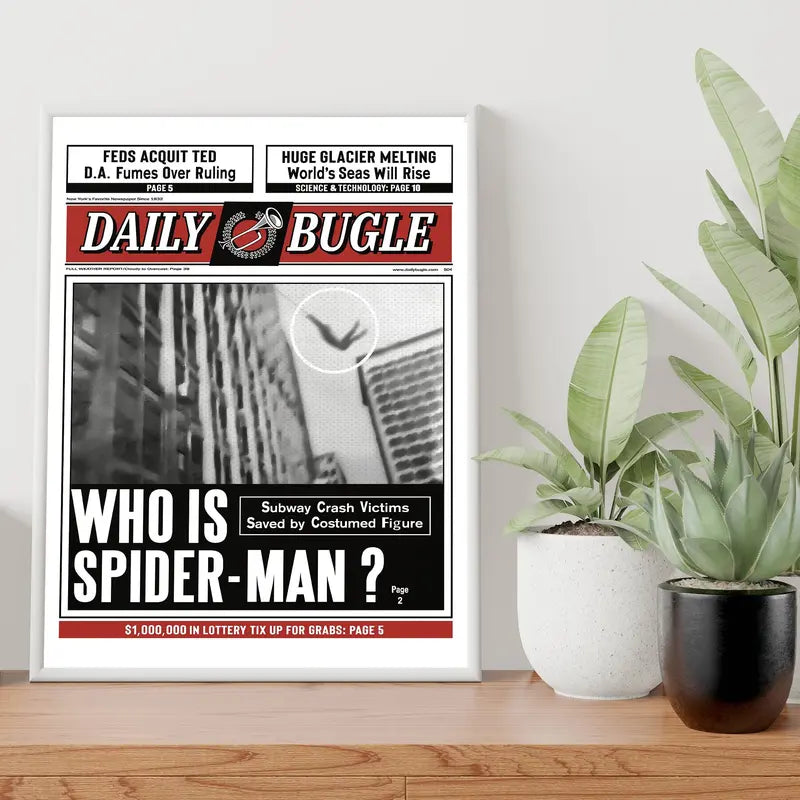 Spiderman Vintage Poster No Frame|   Spiderman Newspaper Poster|   Movie Poster|   Spiderman Wall Art
