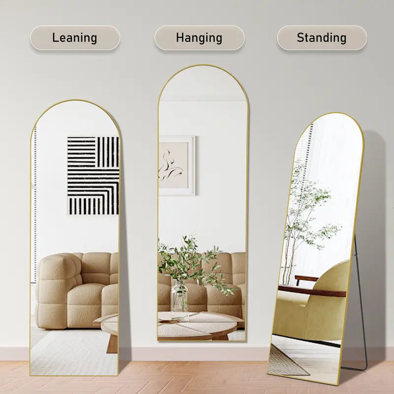 Sweetcrispy Thin Aluminum Alloy Frame Full-Length Mirror - Nano HD Glass, Standing-Hanging-Leaning Wall Options with Stand, Mirrors Full Length for Decor for Bedroom, Unique Room Decor, Apartment Accessories, Home Goods