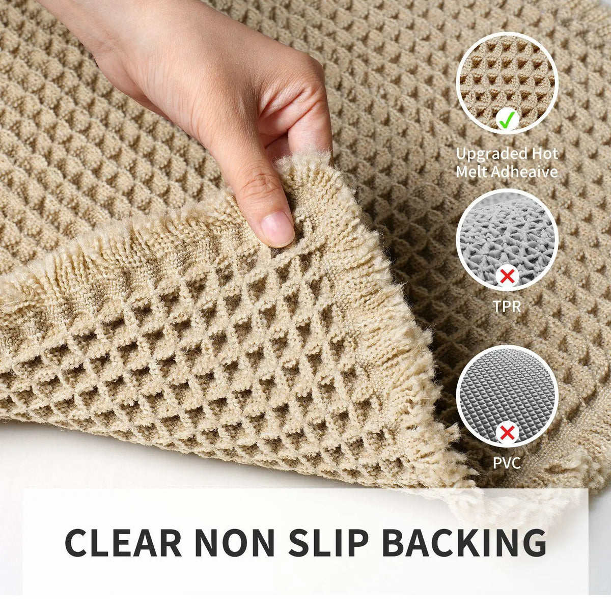 2 Counts Anti-Slip Waffle Bathroom Mats Set, Non Skid Mats, Non-Toxic Bath Rug & Door Mat, Absorbent Kitchen Floor Covering and Bathroom Drying Doormat, Ideal for Wet Areas, Nonslip Bathroom Rugs