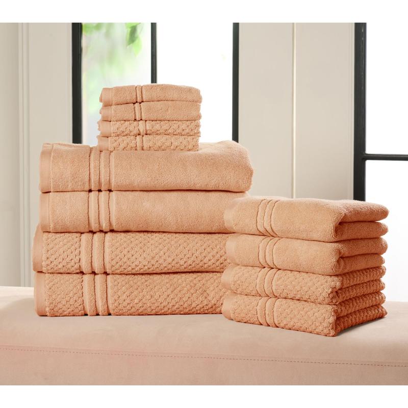 Home Reflections 100% Cotton Solid & Texture 12-pc Towel Set