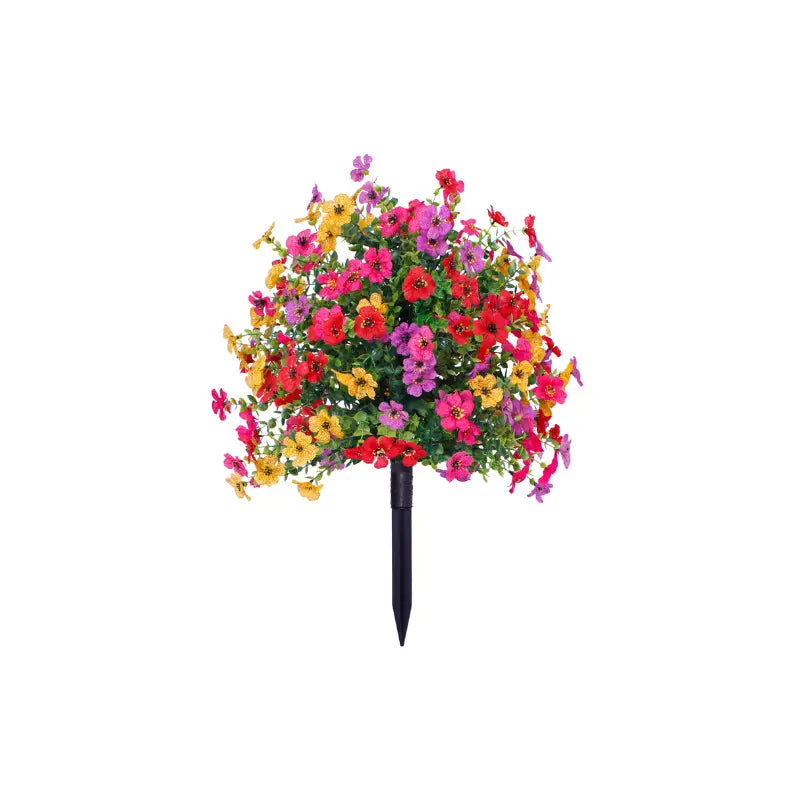 Lightweight Decorative Fake Daisy Bouquet - Colorful Plastic Daisies with Eucalyptus Leaves, Boxwood Greenery, Home Goods Decorative Plants for House Decor, Balcony, Outdoor Garden Porch Patio Accents