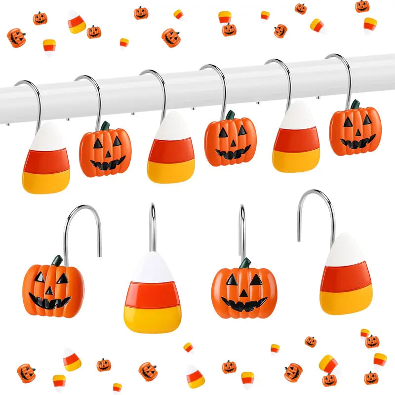12Pcs Highland Cow Shower Curtain Hooks, Rustproof Stainless Steel Smooth Glide, Farmhouse Western Bathroom Decor for Rustic Home Guest Bath, Cute Cow Lover Gift Fall Halloween