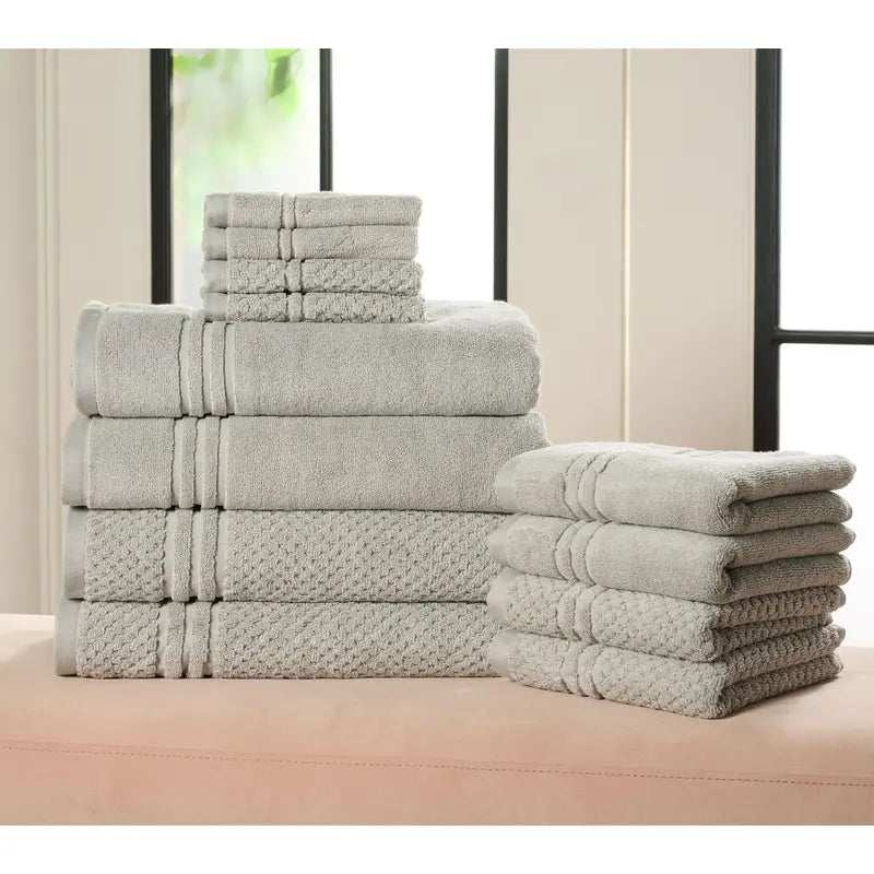 Home Reflections 100% Cotton Solid & Texture 12-pc Towel Set