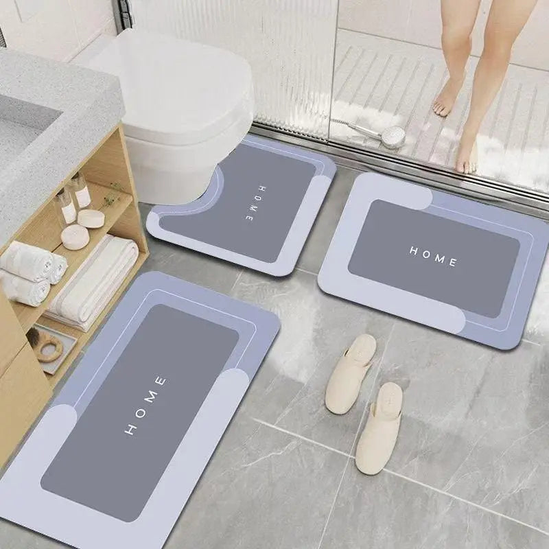 Quick Drying & Water Absorbent Bathroom Rugs 3 Piece, Anti-Slip Rubber Back Bath Mats, U Contour Toilet Rug, Sturdy Floor Mats for Shower, Tub, Bathroom and Kitchen