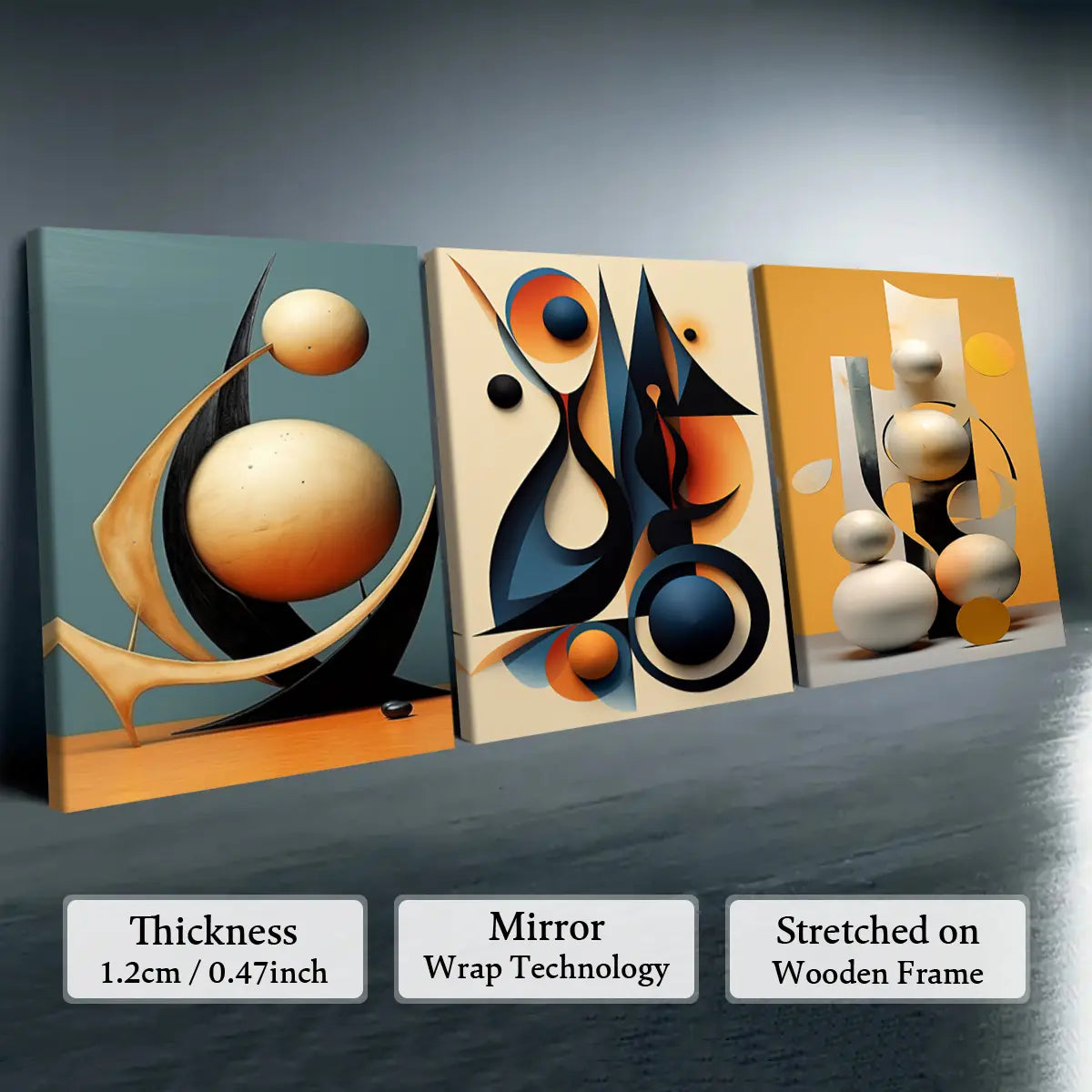 3-count wooden frame canvas, geometric pattern design abstract three-panel decorative poster, office poster, home decoration, Modern home decor, family poster, modern wall art, Aesthetic Wall Decor, Wall decor pictures, Artwork For Walls