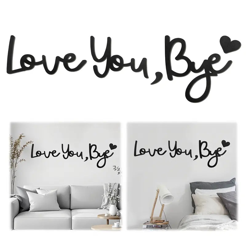 "Love You Bye Wood Sign - Decorative Wall Mount Home Decor Plaque, Boho Holiday Bedroom Study Decor, Sohochic Wedding Gift for Lovers for Hallway Entryway Above Door Topper"