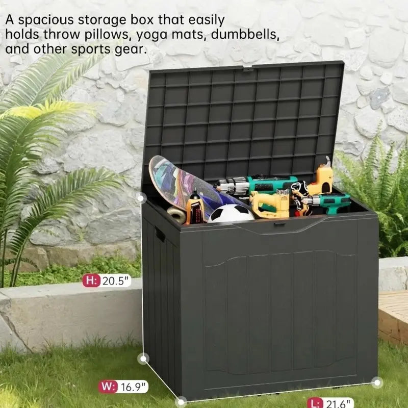 INTERGREAT Outdoor Storage Box 35 Gallon Patio Deck Box with Handles, Patio Storage Deck Boxes Garden Resin Deck Storage Container Lockable Storage Box (Black&BROWN) #Summervibes