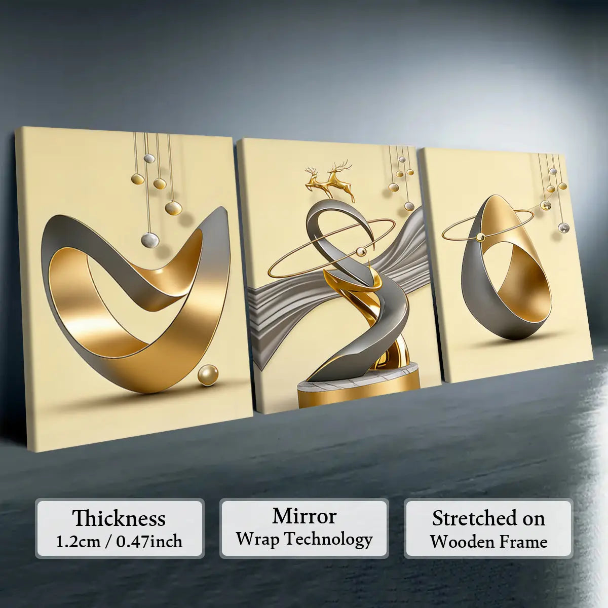 3-count wooden frame canvas, geometric pattern design abstract three-panel decorative poster, office poster, home decoration, Modern home decor, family poster, modern wall art, Aesthetic Wall Decor, Wall decor pictures, Artwork For Walls