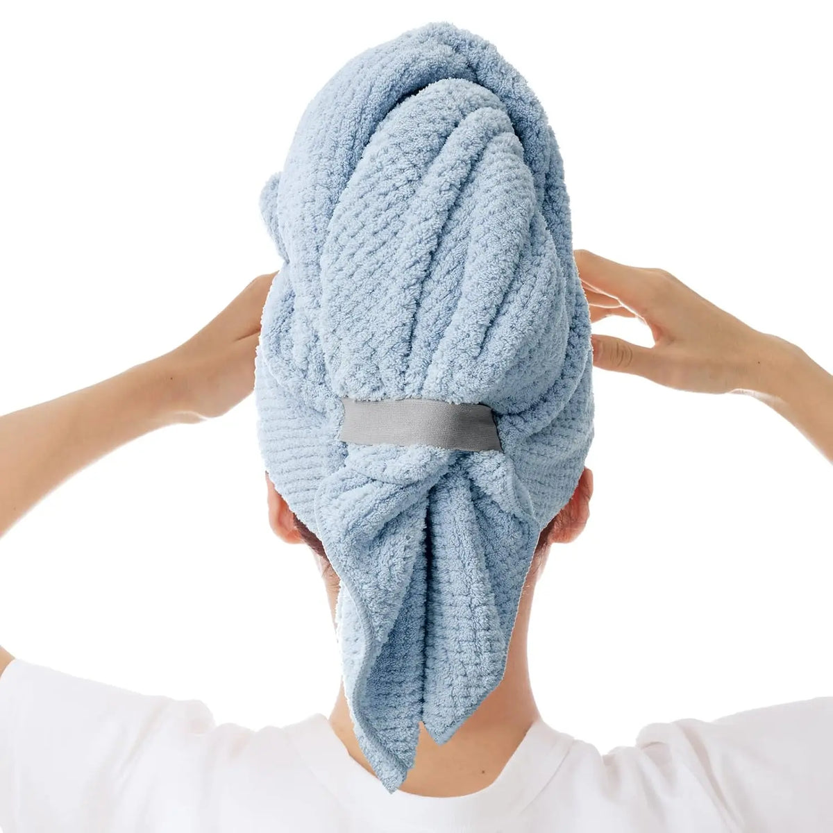 Hair Drying Towel, Plopping Towel Curly Hair, Solid-Colored Soft & Absorbent Microfiber Hair Wrap with Elastic Strap, Large Hair Turban Towel for Wet Hair, Travel Towels