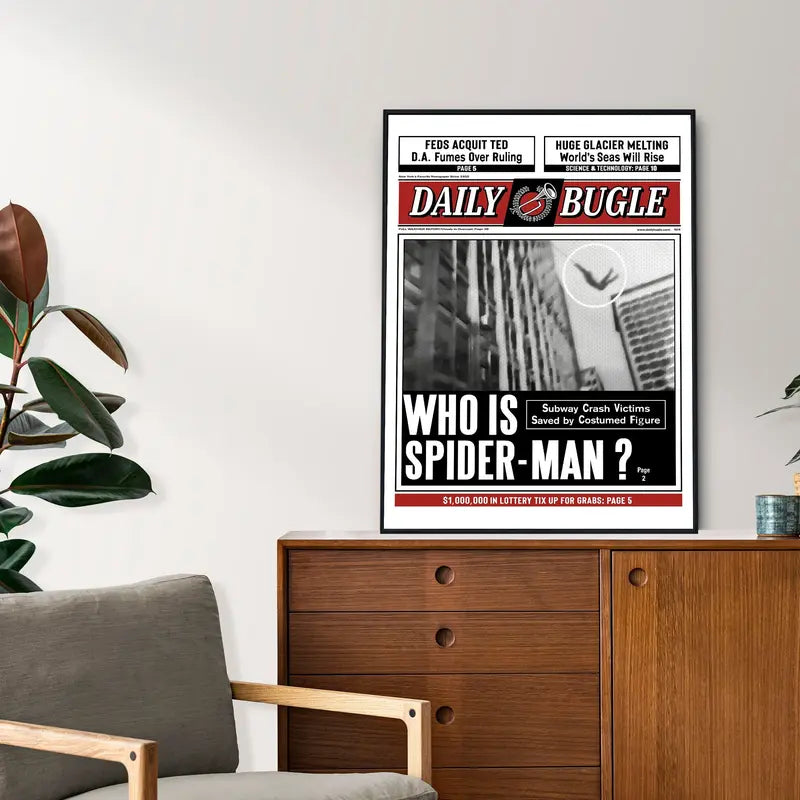 Spiderman Vintage Poster No Frame|   Spiderman Newspaper Poster|   Movie Poster|   Spiderman Wall Art