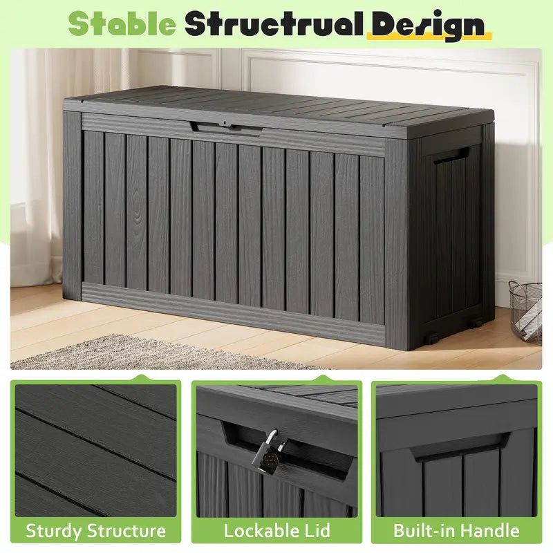 BIFANUO Rectangle Resin Indoor Outdoor Storage Boxes - 79/100/120-Gallon Waterproof, UV-Resistant Garage Storage Box with Waterproof Resin Shields Damp Gear for Home Improvement, Garden Supplies