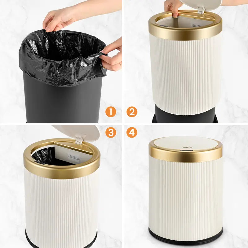 Pukomc Motion Sensor Trash Can with Lid, 3.5 Gallon Touchless Trash Bin, Automatic Waterproof Bathroom Garbage Can, Large Capacity Odor Control Advanced Sensing Technology Stylish Beige summerwins