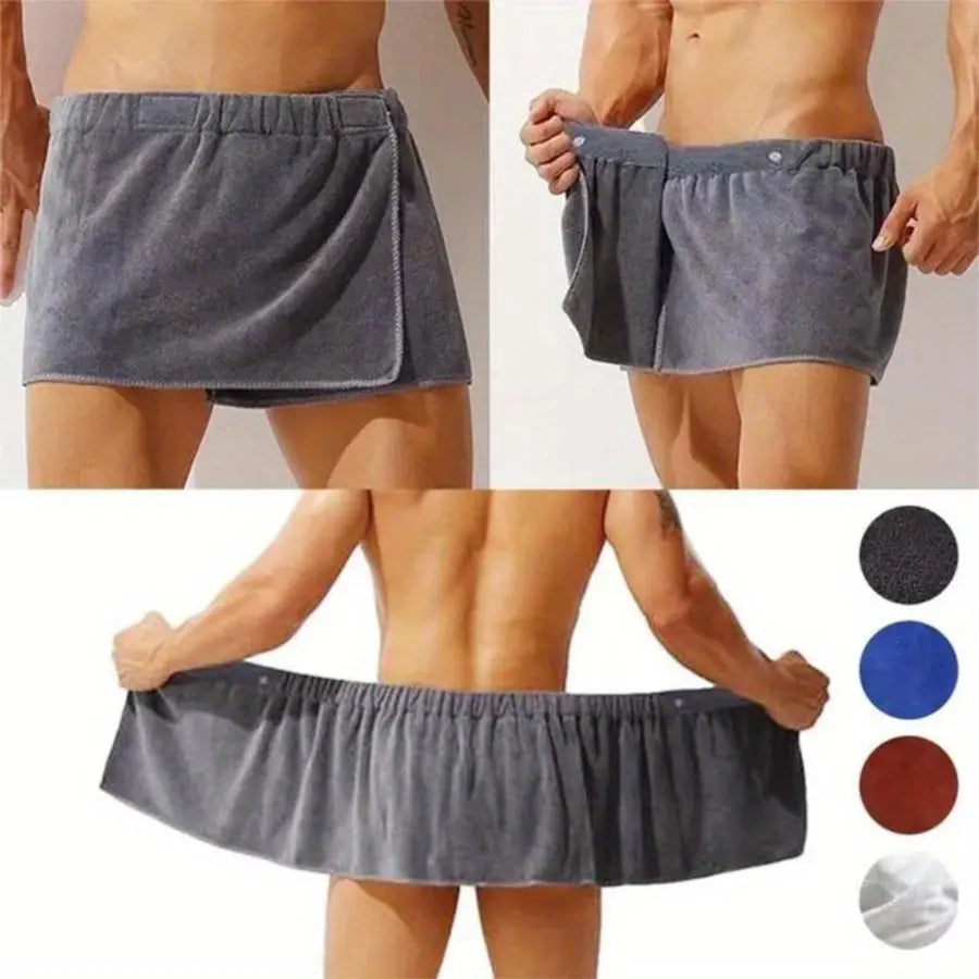 Men's Wearable Bathrobe Soft Absorbent Beach Towel, Fiber Skin-Friendly Men's Bathrobe, Anti-Slip Design, Ideal for Swimming & Spa Use, Super Absorbent Towels, Absorbent Breathable Towel