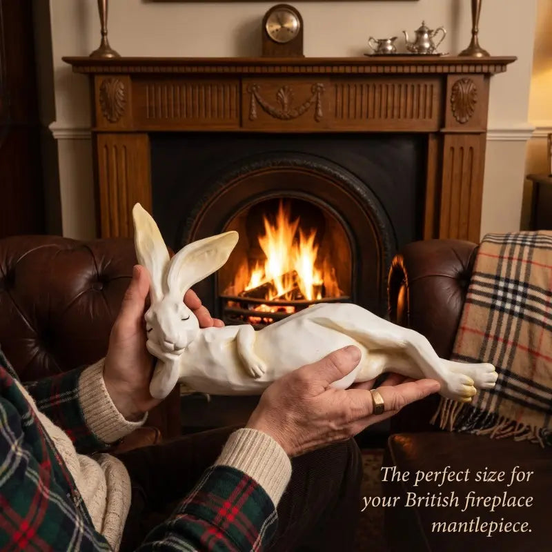 Lazy Sleeping Bunny Resin Figurine, 12.6-Inch Large White Rabbit Statue, Decorative Statues, Home Decor Sculptures, Cozy Room Aesthetic Decor, Unique Housewarming & Birthday Gift, Ideal for Cottagecore Farmhouse, Living Room, Bedroom & Mantel