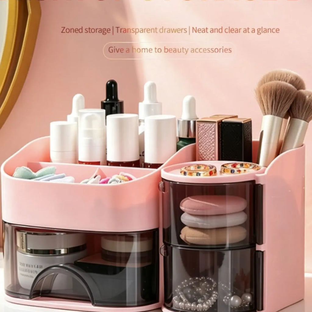 Rotating Multi-Layer Transparent Hair Accessory Storage Box, Dustproof Plastic Organizer, Desktop Cosmetic Holder, Makeup Organizer Box for Gifts, Clear Storage