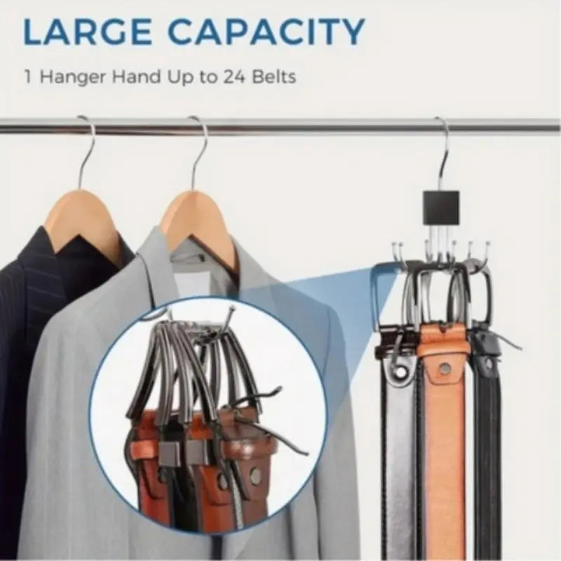 360° Rotatable Belt Hook, Closet Hooks, 1 Count Durable Metal Hanging Storage Hook, Multi-purpose Organiser Hook for Belt, Scarf Organizer, Tie Hanger, Home Storage Hook for Wardrobe, Home and Dormitory, Hanging Accessories, Hanger
