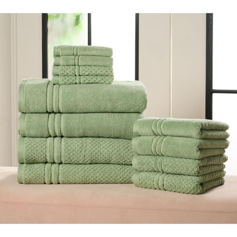 Home Reflections 100% Cotton Solid & Texture 12-pc Towel Set