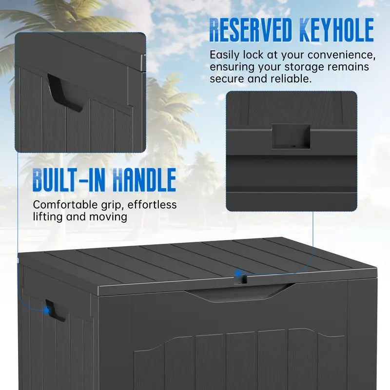 INTERGREAT Outdoor Storage Box 35 Gallon Patio Deck Box with Handles, Patio Storage Deck Boxes Garden Resin Deck Storage Container Lockable Storage Box (Black&BROWN) #Summervibes