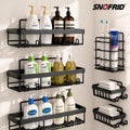 【DealsForYouDays】Snofrid Stainless Steel Shower Caddy 6-Pack, Modern Sturdy Shelves Keep Bottles Steady, Advanced Rustproof Waterproof Bath Accessories, No-Drilling Adhesive Shelves with Soap & Toothbrush Holders, Large-Capacity Wall-Mounted Organizer, Me