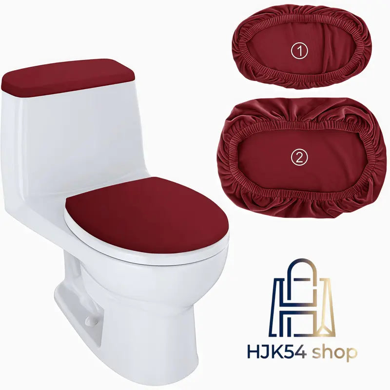 Velvet Softness Toilet Seat & Tank Cover Set, Elastic-Fit Washable Fabric Winter Cushion Covers, Warm Bathroom Protector That Fits Most Sizes Standard Toilets,sohochic