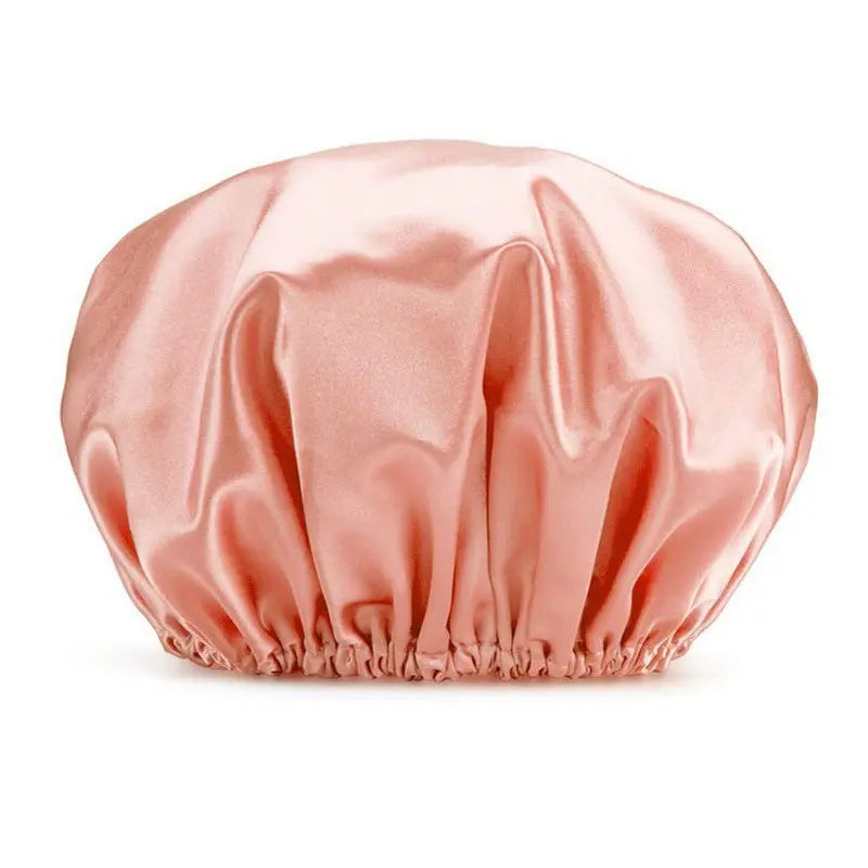Women’s Double-Layer Waterproof Elastic Shower Cap, Reusable Eco-Friendly Bathroom Accessory, Lightweight Leak-Proof Hair Protection Head Cover, Multi-Purpose Accessory for Bathing, Facial Care, Accessories