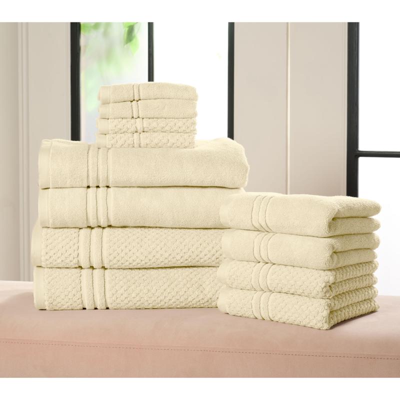 Home Reflections 100% Cotton Solid & Texture 12-pc Towel Set