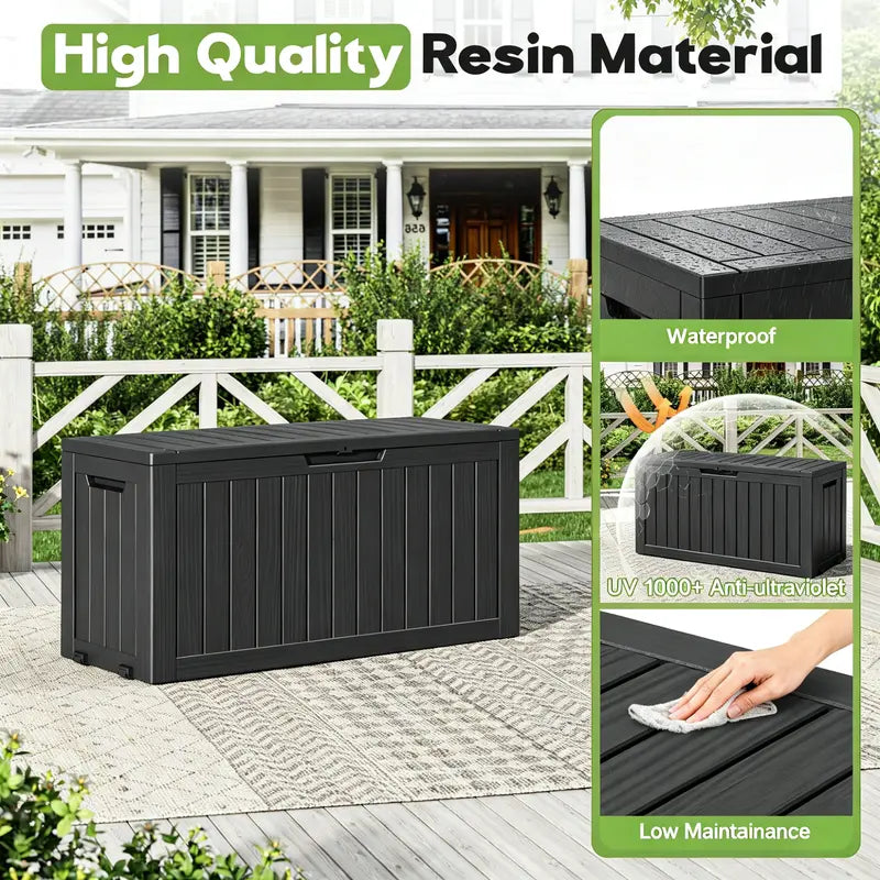BIFANUO Rectangle Resin Indoor Outdoor Storage Boxes - 79/100/120-Gallon Waterproof, UV-Resistant Garage Storage Box with Waterproof Resin Shields Damp Gear for Home Improvement, Garden Supplies