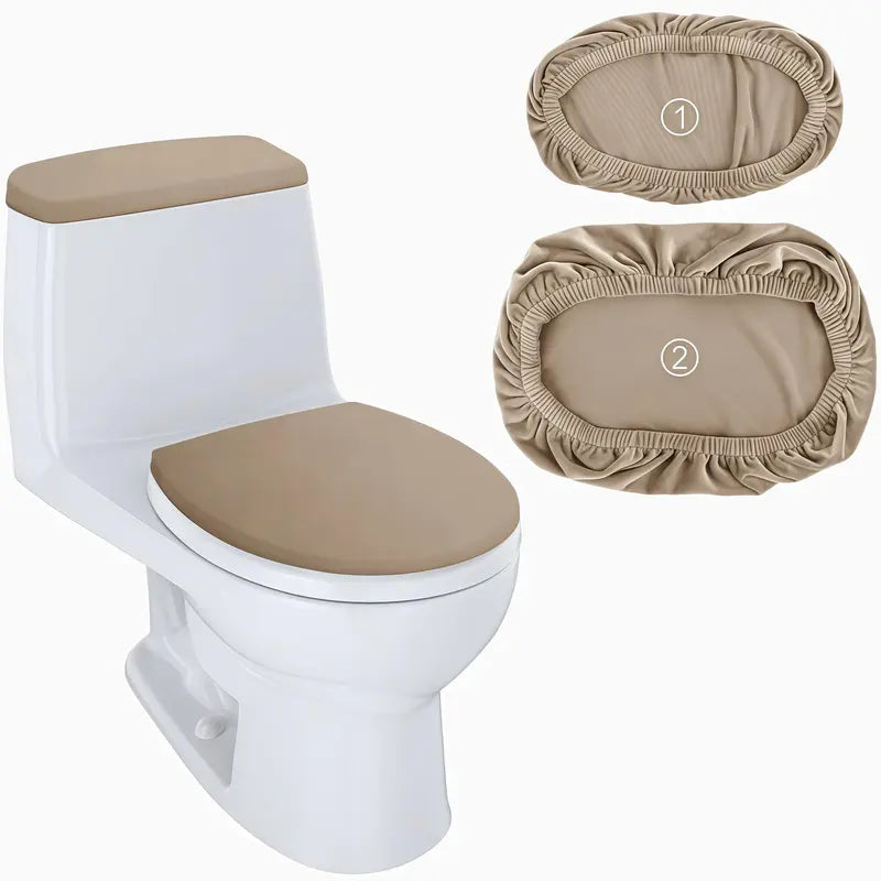Velvet Softness Toilet Seat & Tank Cover Set, Elastic-Fit Washable Fabric Winter Cushion Covers, Warm Bathroom Protector That Fits Most Sizes Standard Toilets,sohochic