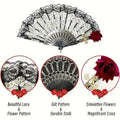 Lace Hand Fan, Floral Design, 1 Count Foldable Handheld Fan, Wedding Hand Fans for Wedding Favors, Birthday Parties, Home Decor, Room Decor, and Weddings