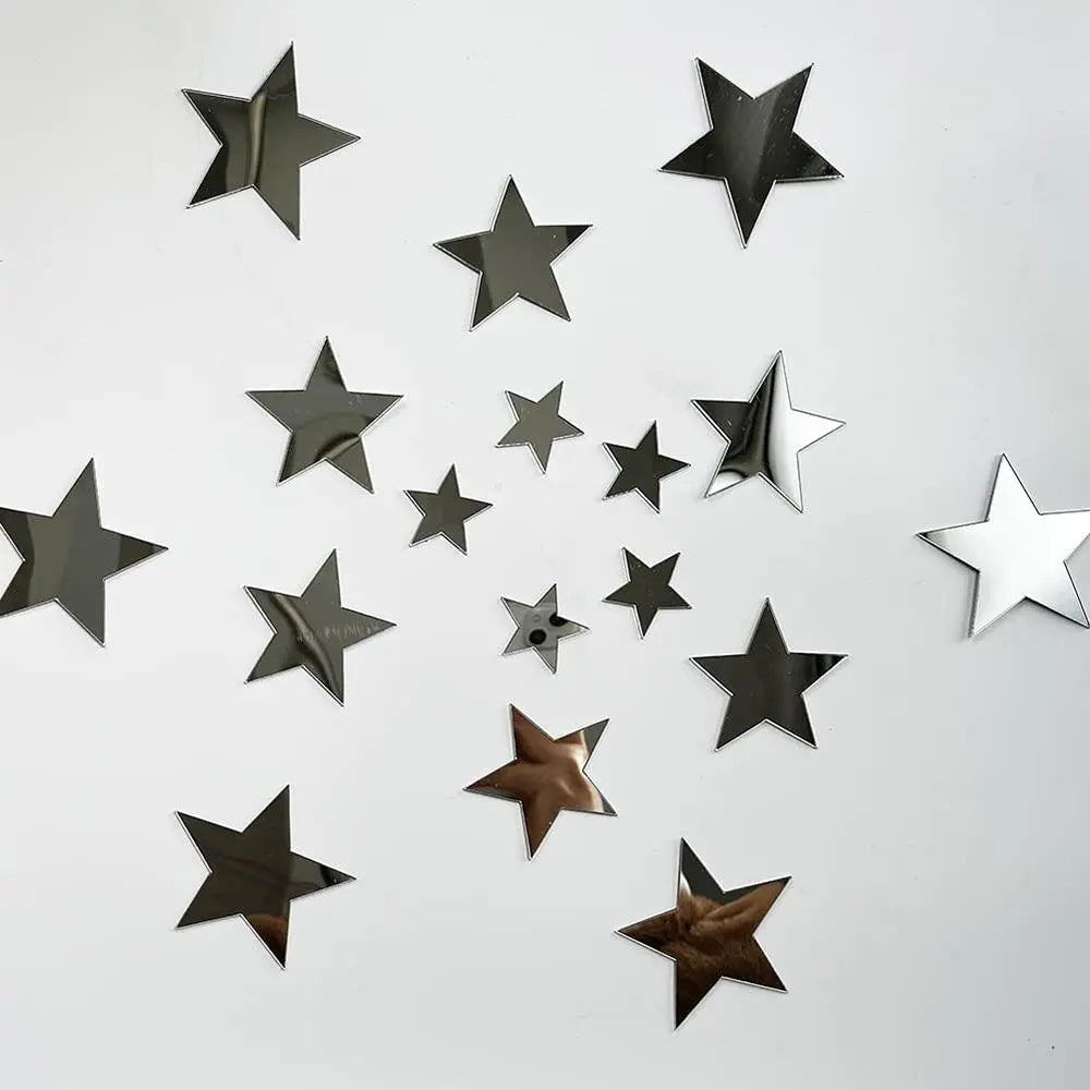 Acrylic Mirror Wall Decorative Stickers, 40pcs/set Star Shaped Wall Tiles Sticker, 3 Different Sizes Star Sticker, Self Adhesive Wall Decals, Summer Gifts, Decoration, Door Decorations