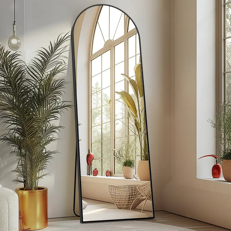 Sweetcrispy Thin Aluminum Alloy Frame Full-Length Mirror - Nano HD Glass, Standing-Hanging-Leaning Wall Options with Stand, Mirrors Full Length for Decor for Bedroom, Unique Room Decor, Apartment Accessories, Home Goods