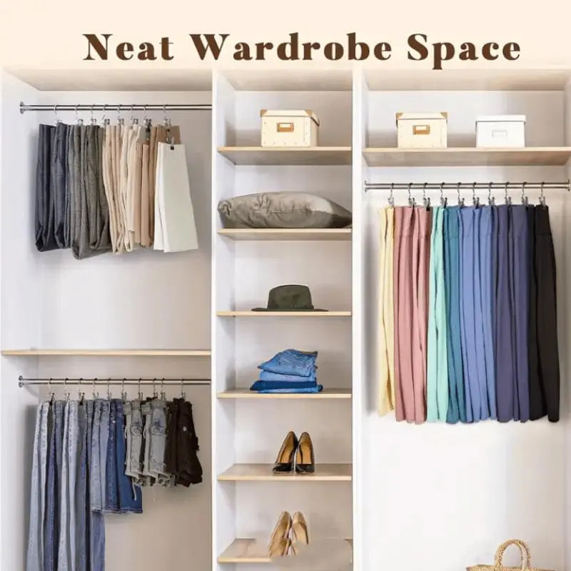 Space-Saving Hangers with 10/20 pcs Multi-Functional Stainless Steel Clips, Multifunctional Clothes Hanger, Rotatable Clothes Hanger, Pants Hangers with Clips, Clip Hangers for Pants, 360° Rotating Portable Closet Organizer, Essential Laundry Accessory